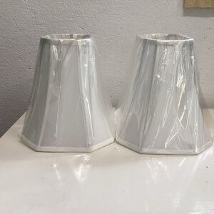 square inverted cut corner lamp shade 14”W X 10.5” tall set of 2 white fabric